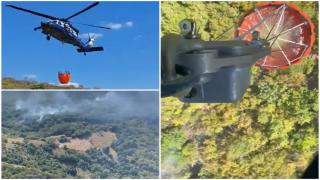Incendiu de vegetaţie infernal la Şviniţa, Mehedinţi. Un elicopter Black Hawk, trimis să arunce tone de apă în zonă