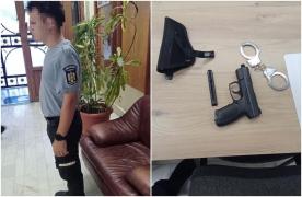 Tânăr care se dădea drept jandarm, prins de poliţişti. Umbla prin Focşani în uniformă şi cu un pistol airsoft la purtător