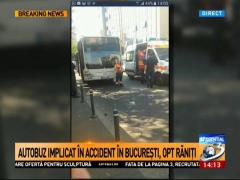 ACCIDENT în București: Un autobuz RATB s-a ciocnit cu un autoturism. Zece persoane au fost rănite
