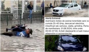 Ciclonul face prăpăd pe litoral. Sunt inundaţii în mai multe staţiuni, toată noaptea "a plouat" cu mesaje RO-Alert. Codul roşu de furtuni continuă şi azi