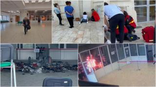 Incendiu la Palatul Parlamentului. Momentul în care un bărbat dă foc în magazinul de suveniruri. Autorul, căutat de poliție