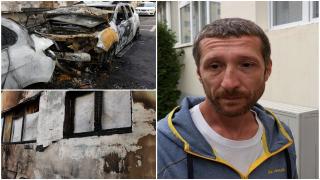 Incendiu puternic în Braşov. Flăcările au cuprins faţada unui bloc şi au făcut scrum două maşini