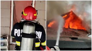 Un incendiu violent la o casă din Hunedoara a aprins şi acoperişurile vecinilor. Fumul, dens şi toxic, a cuprins totul