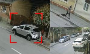 Tânăr filmat cum zgârie maşinile parcate, pe o stradă din Dej. A vandalizat 11 autoturisme într-o singură noapte