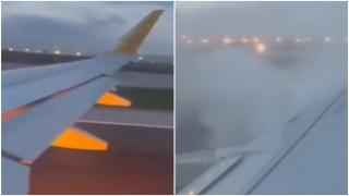 Motorul unui avion care a decolat din Barcelona a luat foc. Momentele de groază, surprinse de un pasager