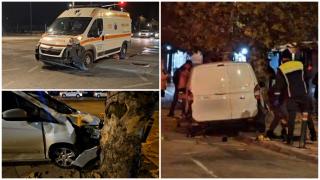 O ambulanţă în misiune a izbit violent o maşină, într-o intersecţie din Constanţa. Şoferul care nu a acordat prioritate, proiectat în copac