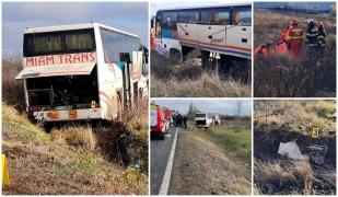 Accident cu un autobuz plin cu pasageri în Timiș, după ce şoferul a suferit un infarct la volan. Bărbatul de 67 de ani nu a mai putut fi salvat