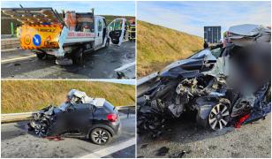 Accident grav pe Autostrada Soarelui. O femeie a murit după ce a intrat cu maşina într-o autoutilitară