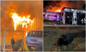 "Era dezastru, ardea totul!" Flăcări uriașe într-un service auto din Craiova. A fost emis mesaj RO-Alert
