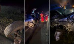 Dezastru pe şosea în prag de sărbători, după o depășire periculoasă. O șoferiță a făcut prăpăd cu maşina, la intrare în Lugoj