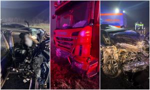 Filmul tragediei cu 3 tineri morţi la Bunești, în Brașov. Şoferul mașinii strivite de TIR nu avea permis pentru categoria B