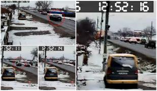 Momentul tragicului accident de pe Drumul Morţii E85, surprins de o cameră. Tatăl şi-a condus spre moarte soţia şi fiica de 4 ani, după ce a făcut o depăşire imprudentă