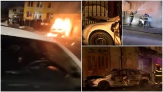 Un șofer din Cluj și-ar fi dat foc la mașină cu el înăuntru, după o ceartă cu soția. Amândoi au ajuns la spital: "Se zbătea pe jos, era în flăcări"