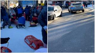Accident grav pe pârtia Clăbucet din Predeal. Un adolescent, lovit în spate cu sania de un turist. Vinovatul a fugit fără ca măcar să sune la 112