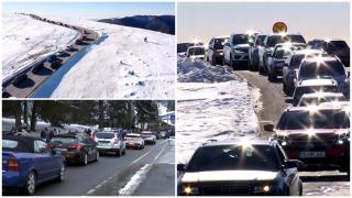 Un drum din ţară, aglomerat ca DN1 la final de vacanţă. Coloana de maşini a depăşit 15 km: unii şoferi au tras pe dreapta şi au plecat pe jos