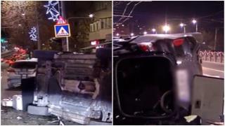 Noaptea accidentelor în Capitală. O mașină s-a răsturnat pe Șoseaua Colentina. Pe Victoriei, un șofer a ajuns stâlp