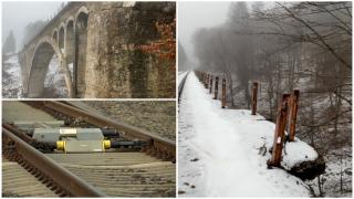 Ruta din România unde trenurile merg cu doar câţiva km/h. Toată siguranţa stă într-un buştean