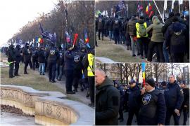 Imagini de la protestul masiv al sindicaliştilor din Bucureşti. Mii de poliţişti au pornit într-un marş spre sediul MAI