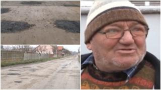 Supărat că aproape și-a rupt mașina în gropile de pe stradă, un bărbat din Timiș le-a peticit singur: 