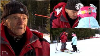 Lecție de viață pe pârtia din Poiana Braşov. Gheorghe are 96 de ani și încă învață oamenii să schieze: "Nea Gică e o legendă, ceva minune"