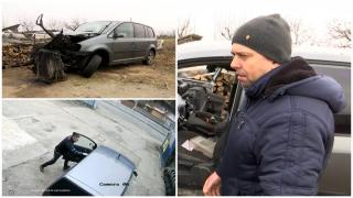 "E praf, motorul e sărit!" Filmul cursei nebune cu maşina furată din Dej: şoferiţa a luat o maşină din service şi, urmărită de poliţie, s-a oprit într-un cap de pod