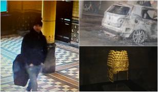 Mașina în care hoții au fugit cu piesele de tezaur, găsită. A fost incendiată la nici o jumătate de oră după spargere şi abandonată sub un viaduct