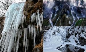 Cascada de cristal, minunea îngheţată bine ascunsă în inima pădurii, lângă Deva