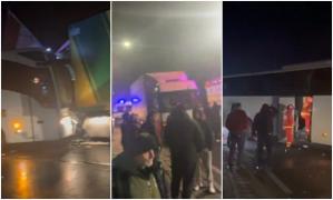 Șofer străin mort pe DN1, la Scoreiu, după ce a intrat cu autocarul într-un TIR. A fost activat Planul Roşu de intervenţie