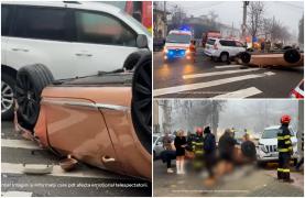 Filmul accidentului din Ploieşti, unde o şoferiţă beată şi-a distrus Bentley-ul de 200.000 de euro