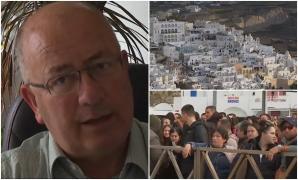 Primarul din Santorini, surprins de cutremur în timpul unui interviu. Aproape 800 de seisme au lovit insula în mai puţin de două săptămâni