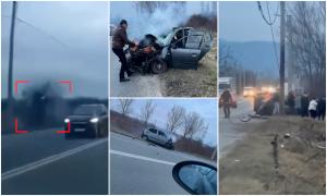 Accident mortal cu aproape 200 km/oră, surprins între Deva şi Hunedoara. Şoferul a fost aruncat de impact în afara maşinii