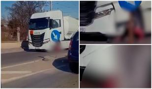 Un bărbat de 39 de ani a murit, după ce a fost lovit şi târât 20 de metri de un TIR, în Galaţi. Ultimele secunde din viaţa sa au fost surprinse de un şofer