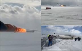 Momentele dramatice de după prăbușirea avionului din Toronto: 