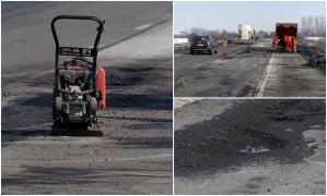 "Autostrada penelor". Zeci de şoferi şi-au distrus maşinile pe A1, din cauza gropilor. Asfaltul s-a fărâmiţat după ninsori