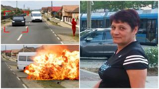 ANIMAŢIE. Filmul tragediei din Copşa Mică: Tatiana, găsită carbonizată după ce două microbuze au prins-o în capcana morţii. Era un simplu pieton