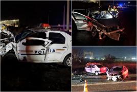 O maşină de poliţie, implicată într-un accident grav în Mangalia. Doi agenţi au fost transportaţi la spital