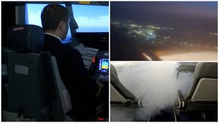 Un pasager a filmat momentul în care motorul avionului Hi-Sky ia foc în aer