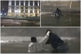 Doi oameni fără adăpost, salvaţi sâmbătă dimineaţa din râul Dâmbovița. Intraseră să strângă PET-uri şi nu au mai reuşit să iasă