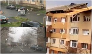 Dezastru într-un cartier din Alexandria după ce o furtună de doar câteva minute a smuls bucăţi de acoperiș și a avariat blocuri