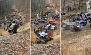 Momentul în care o mașină de 30.000 de euro e făcută praf în câteva secunde, la un off-road din Sălaj. Accidentul a fost filmat