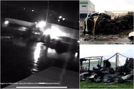 Momentul impactului în care doi şoferi de TIR şi-au pierdut viaţa. Camioanele s-au lovit frontal, apoi au luat foc