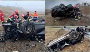 Un şofer de 37 de ani a murit după ce a intrat cu viteză într-un sens giratoriu și a fost aruncat 50 de metri în afara șoselei, în Suceava