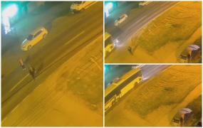 Momentul când o femeie este lovită în plin de un autobuz, în Timișoara. Mai avea câțiva pași până să ajungă pe trotuar