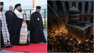 Lumina Sfântă a ajuns în România într-o candelă de argint. La Ierusalim, mii de oameni au fost martori la minunea de la Sfântul Mormânt