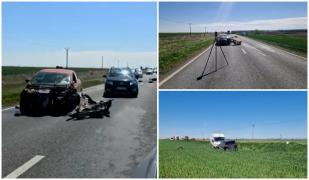 O şoferiţă a provocat un carambol în Brăila, după ce a pierdut controlul volanului, a intrat pe contasens şi s-a ciocnit cu un autoturism şi cu o dubă