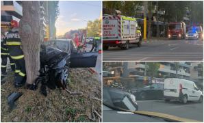 Trei tineri au sfârşit cu BMW-ul într-un copac, pe un bulevard din Mamaia. Erau în drum spre festival