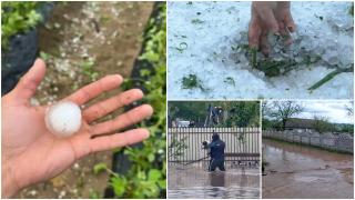 "Doamne, opreşte piatra, Doamne! Ne termină tot". Potopul şi grindina au lovit fără milă sate din Dolj şi Mehedinţi