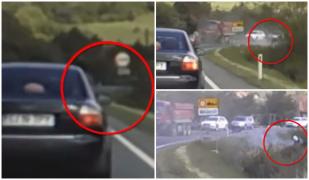 Momentul când o maşină a intrat într-un camion, pe o şosea din Cluj. O femeie şi un băiat de 12 ani au murit pe loc în urma accidentului