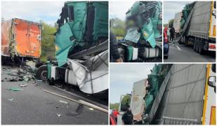 Un TIR înmatriculat în Timiş, implicat într-un accident grav pe autostrada M5 din Ungaria. O femeie aflată pe locul din dreapta a murit