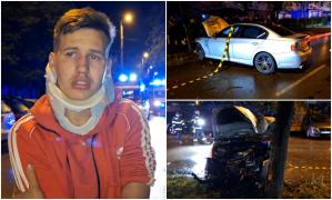 "Am tras stânga de volan". Un tânăr s-a înfipt cu BMW-ul în copac pe o stradă din Iaşi, după ce ar fi încercat să evite o pisică